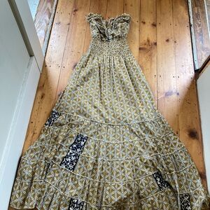 Cap sleeve Cotton Patterned Maxi Dress